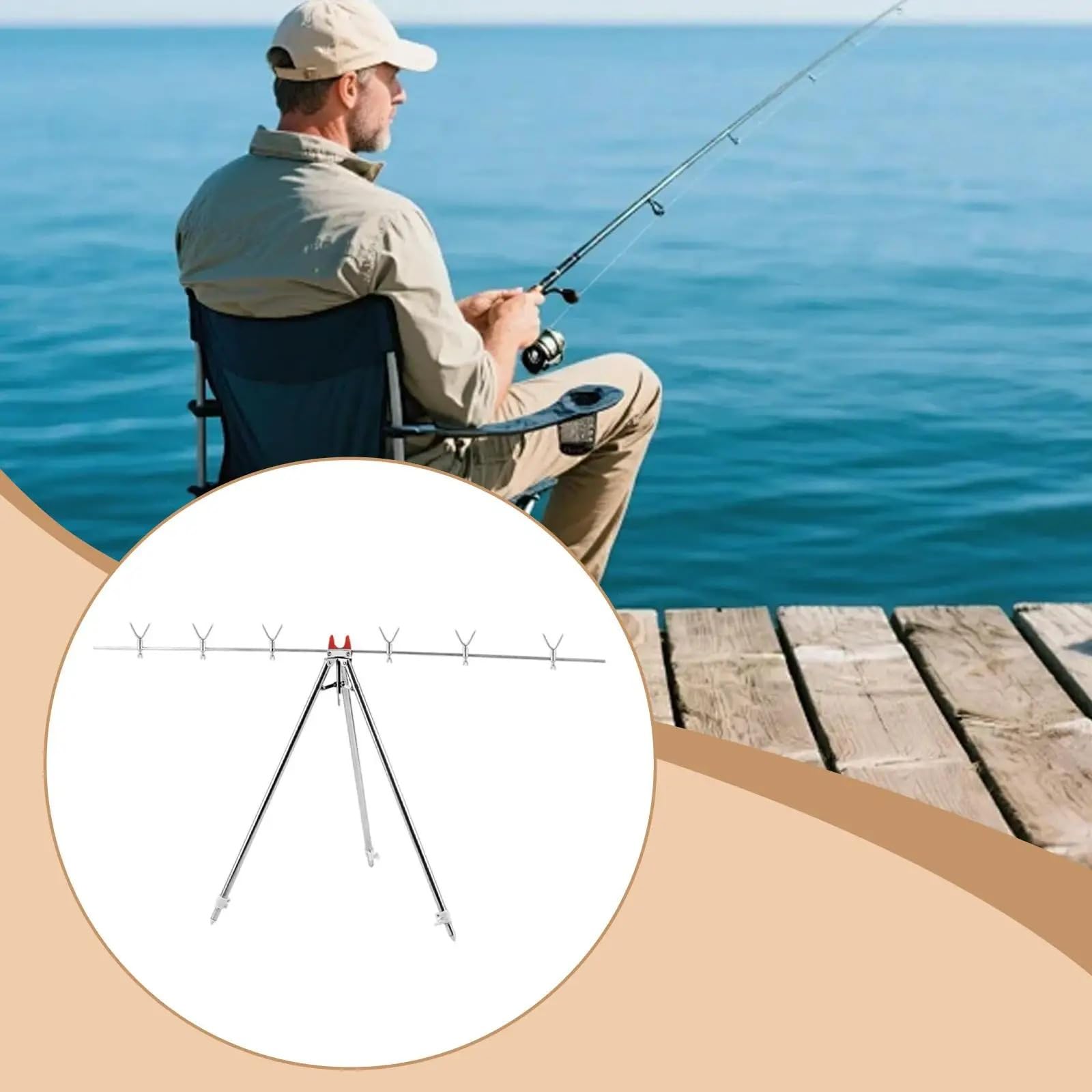 Porta Canna da Pesca Portacanna da Pesca Supporto for Asta telescopico Universale for Rack Esterno in Acciaio Inossidabile dal Design Triangolare