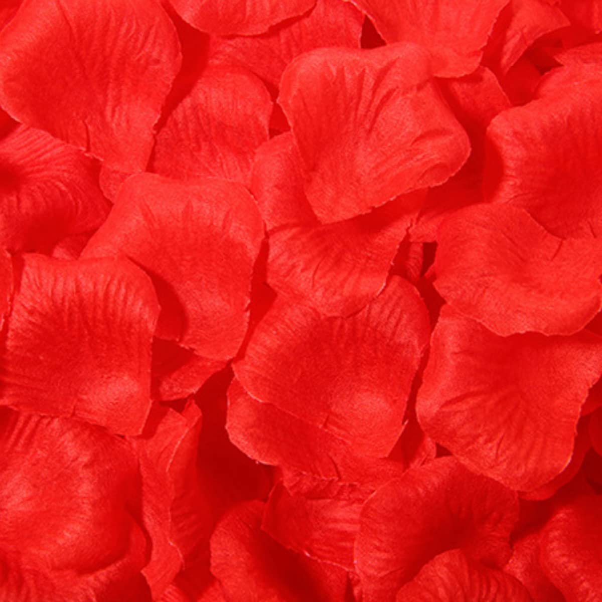 Haobase 2000Pcs Rose Petals Artificial Flower Fake Rose Petals for Valentines Day, Propose, Wedding, Table Scatter Decoration (Red)