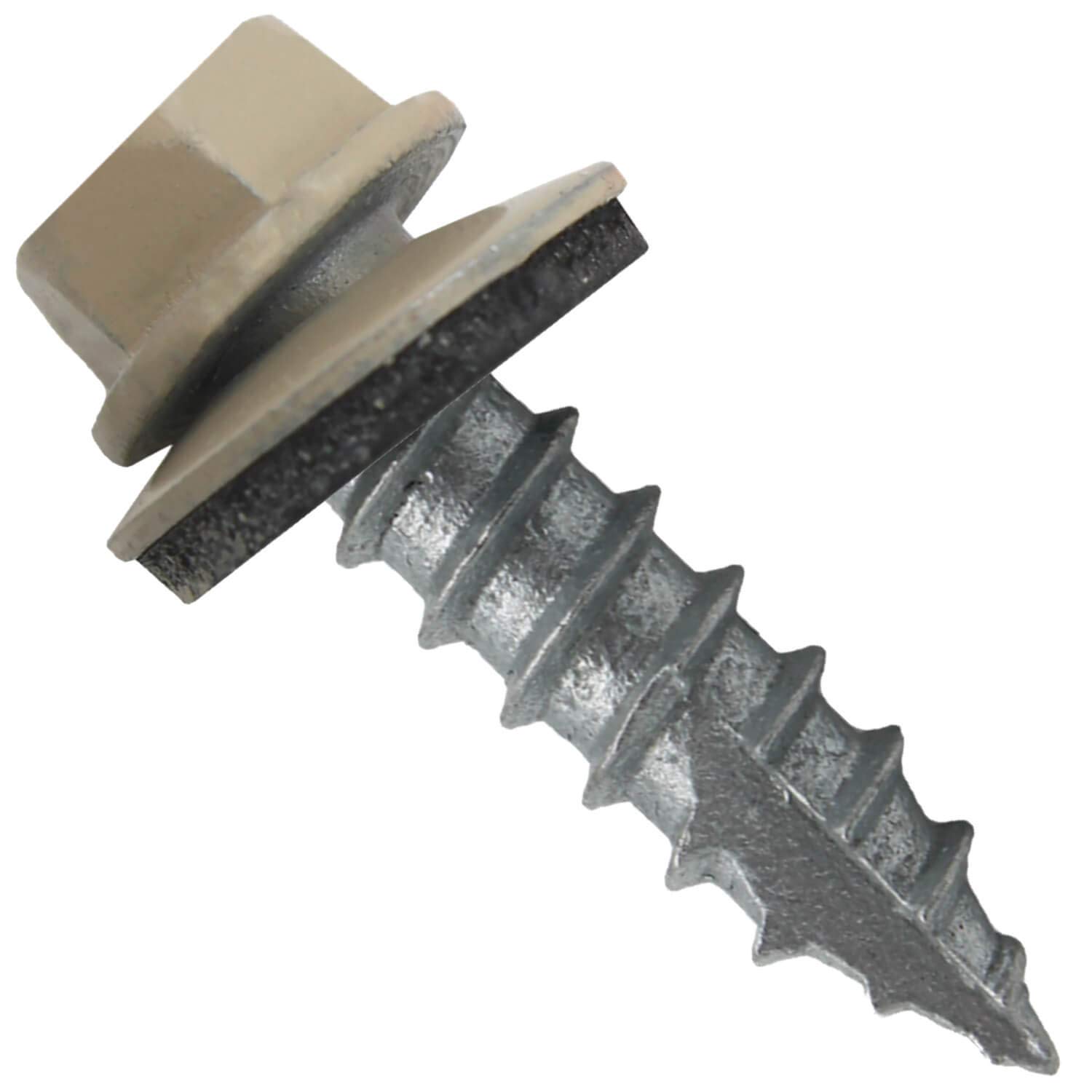 #14 Metal ROOFING SCREWS: (250) Screws x 1" SURREY BEIGE Hex Head Sheet Metal Roof Screw. Self starting/tapping metal to woodsheet metal screws with