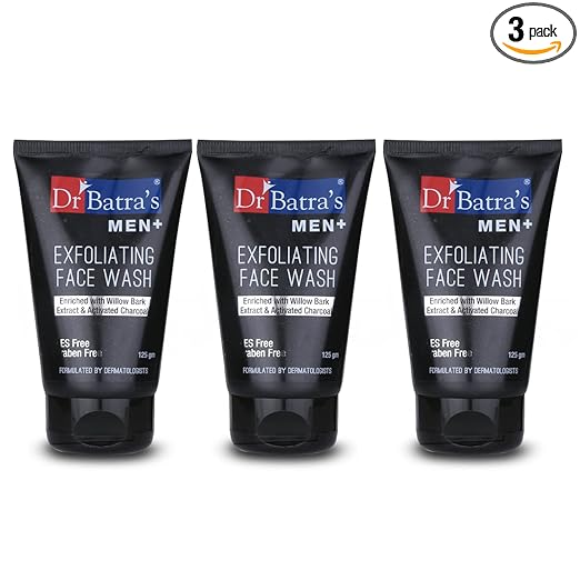 Dr Batras Men Exfoliating Face Wash, Enriched With Willow Black Extract & Activated Charcoal, SLS & Paraben free, Suitable for all skin type (125g, Pack of 3) at Rs. 224
