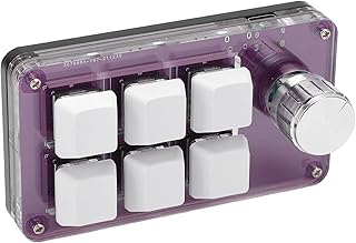 Fishawk One Handed Mechanical Gaming Keyboard, 6 Keys Mini Macro Fully Programmable Gaming Keypad with Knob, Multifunctional Shortcut Keyboard for Windows for VISTA for Linux Video