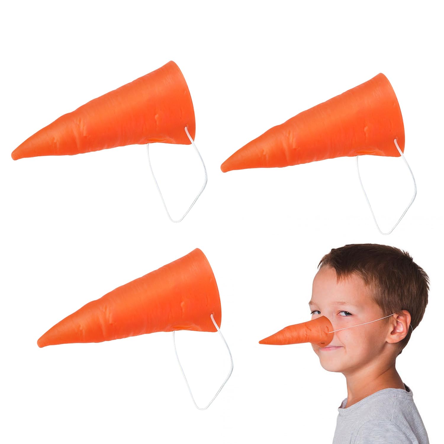 JNAWA Halloween Carrot Nose Accessory Prosthetic Nose with Elastic Band Disguise Nose for Women Men Christmas Cosplay Holiday Party Fancy Dress Costume (3)