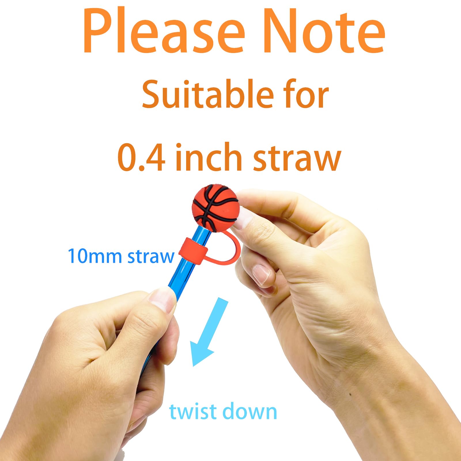 Kleeblatt Basketball Straw Covers Cap For Stanley Cup, 2pcs 10mm Cute Silicone Straw Toppers For Tumblers With 2pcs Basketball Charms Personalized, Stanley Cup Accessories