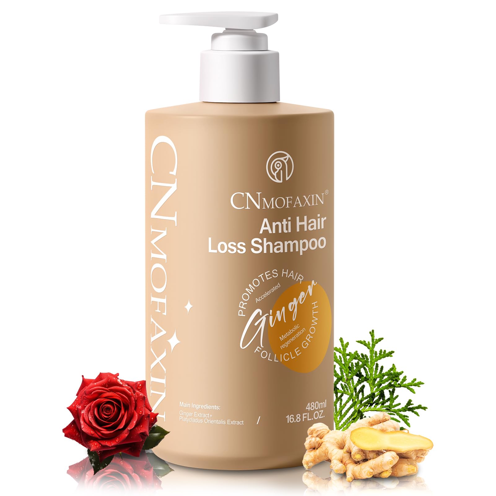 Anti Hair Loss Shampoo, Nourishing Hair Growth Ginger Shampoo for Men & Women - Volumizing Hair Regrowth Treatment infused with Herbal Essences Rose & Castor Oil 16.8 fl. oz
