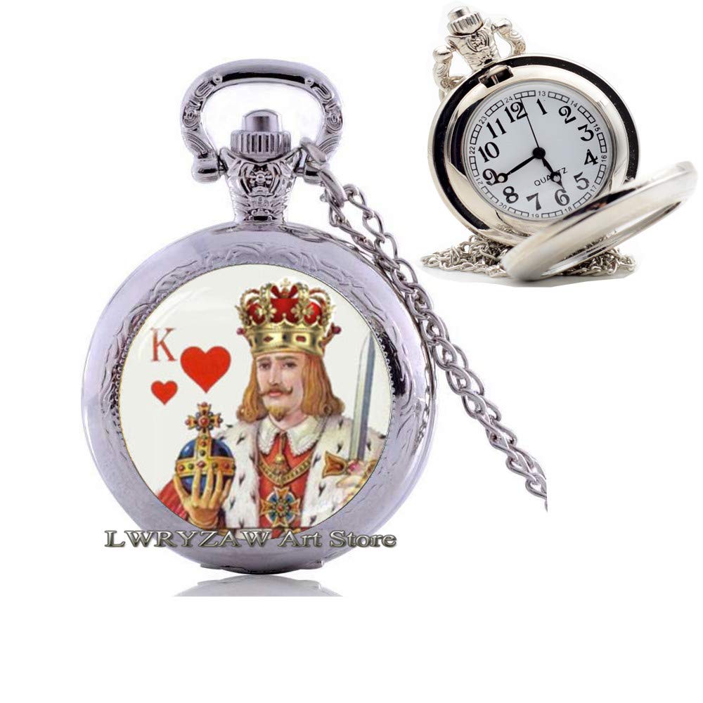 Playing Card Pocket Watch Necklace,Men Pocket Watch Necklace, Poker Jewelry, Poker Pocket Watch Necklace Cards Pocket Watch Necklace, Gamblers Gifts, Hearts Poker Pocket Watch Necklace,M222