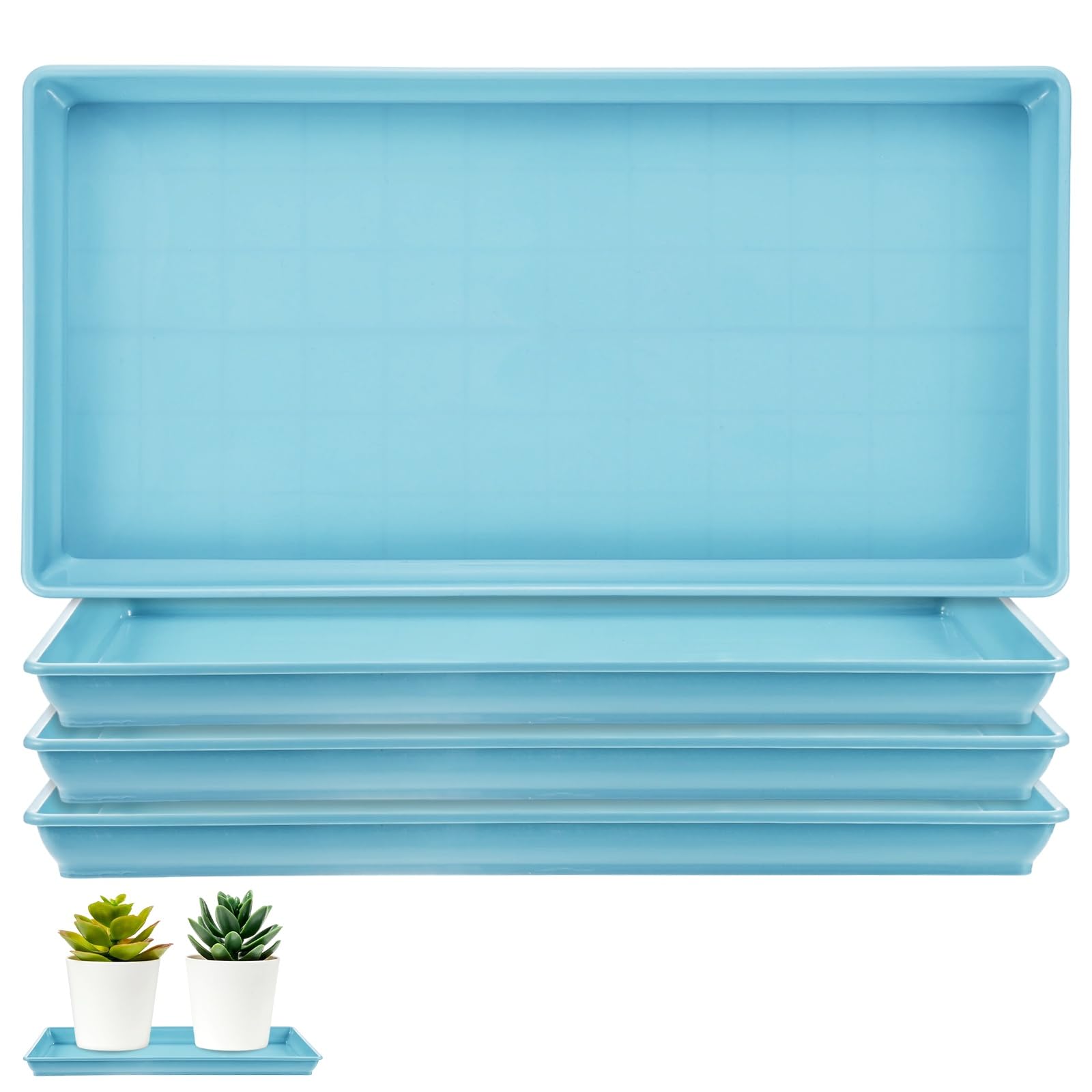 M METERXITY 4-Pack Plant Saucers 5.7 x 11.8 in ID Rectangular, Blue