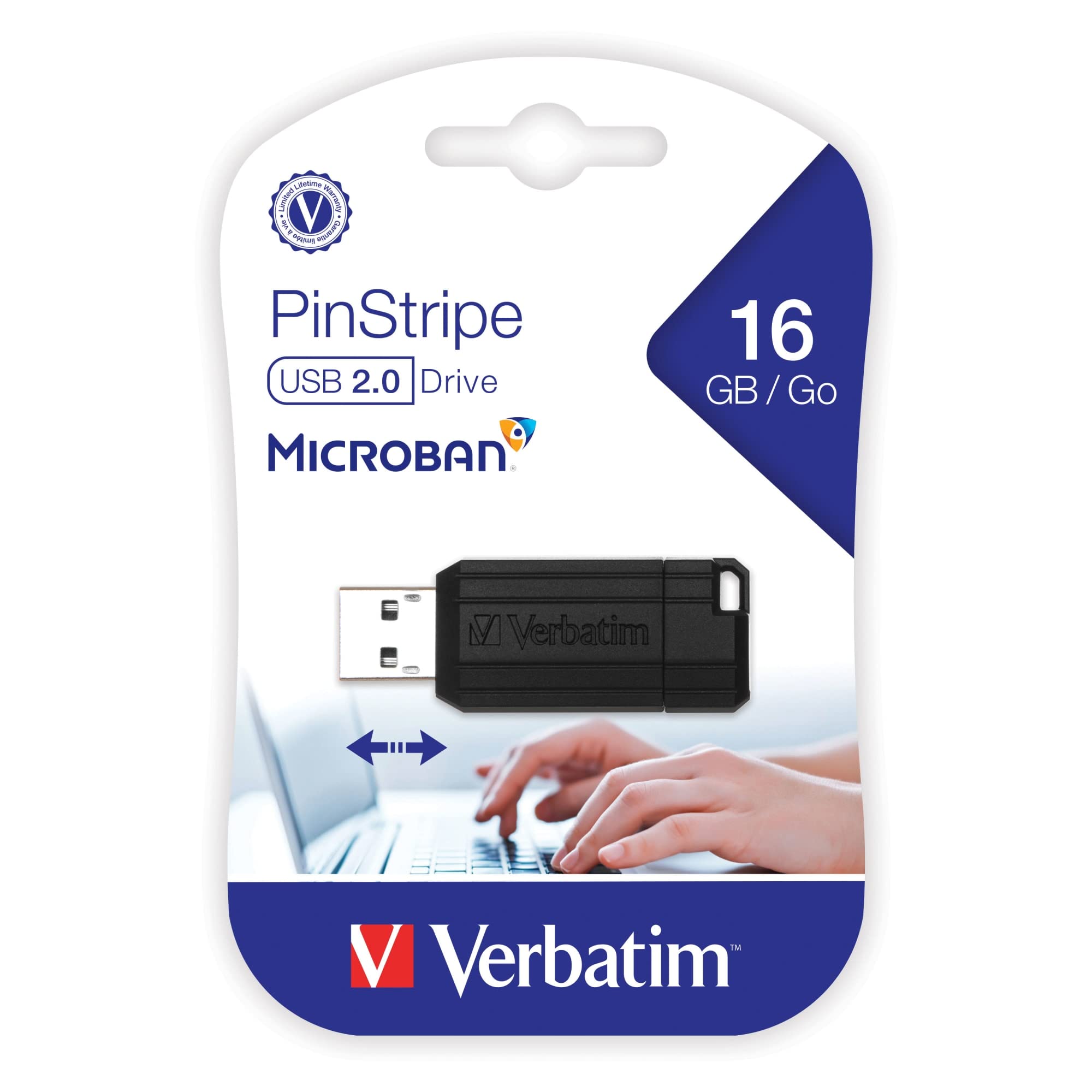 Verbatim - Store 'n' Go Pin Stripe USB Drive - USB flash drive - 16 GB - Hi-Speed USB - black - Image 2