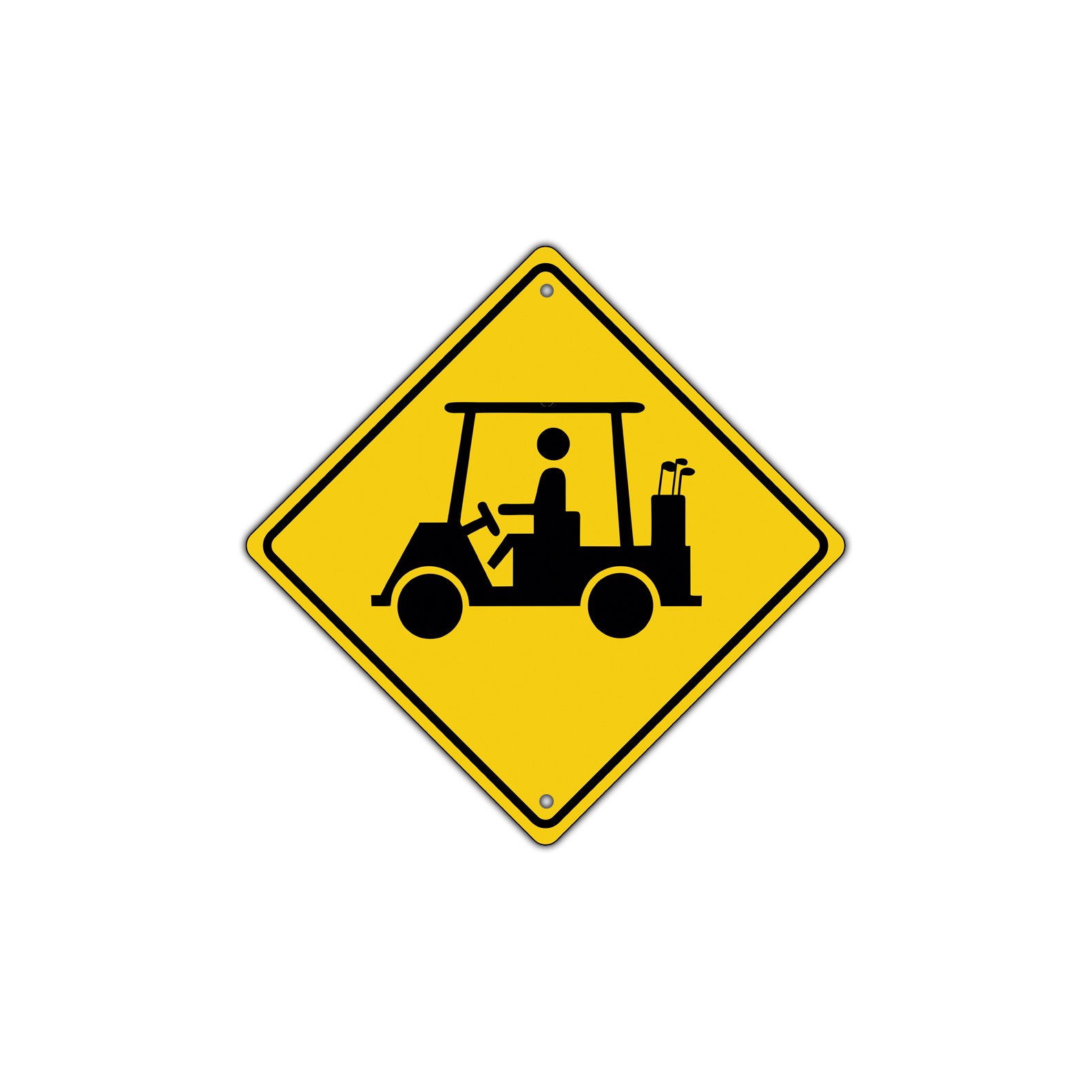 Golf Cart with Graphic Symbol Metal Aluminum Novelty Traffic Sign 12x12