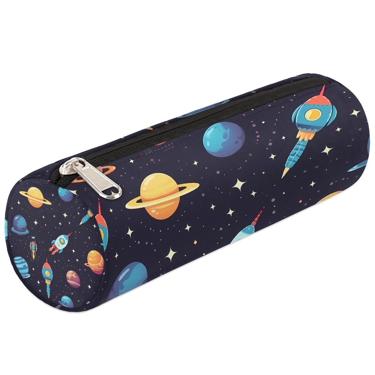 VQUVQV Pencil Cases, Cartoon Rockets Planets Portable Pencil Case for Girls Boys, School Supplies Pen Pouch for Student Stationery Storage