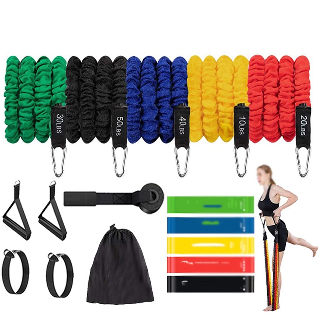 Resistance Band Set 150 Lbs Workout Bands Sports Suit with Heavy Duty Protective Nylon Cloth for Home Outdoor