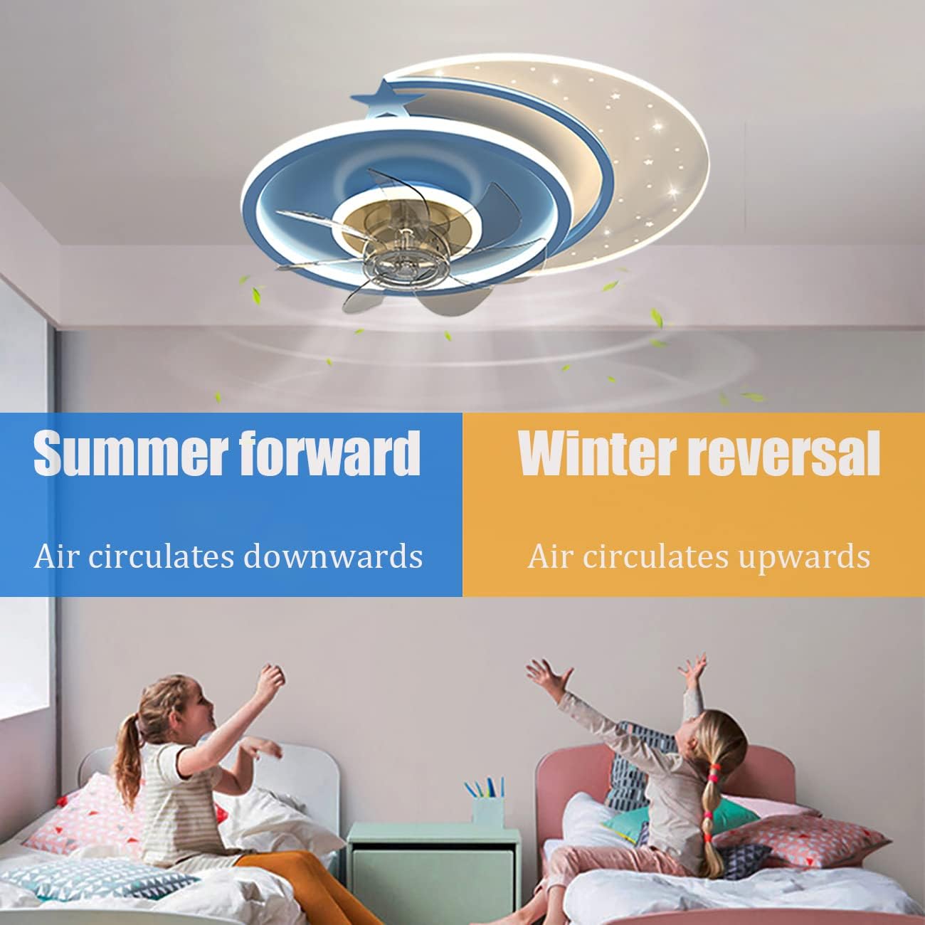 Generic Kids Fans with Ceililights 3 Speed Silent Fan with Remote Control Led Ceililights with Timer for Bedroom Liviroom Diniroom Fan Lighti48W/Black