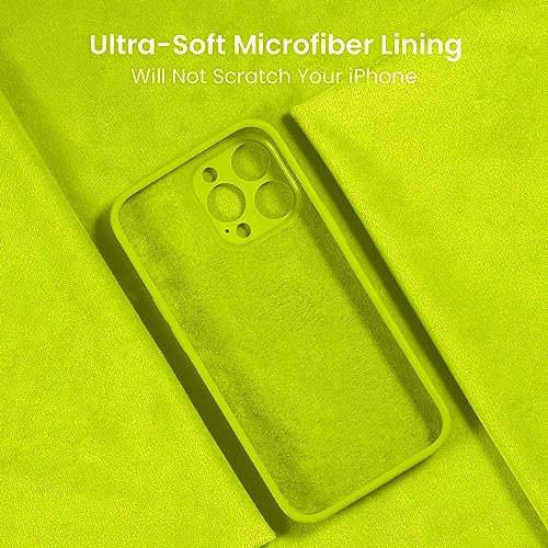 Image of FireNova Designed for iPhone 15 Pro Max Case, Silicone Upgraded [Camera Protection] Phone Case, Soft Anti-Scratch Microfiber Lining Inside, 6.7 inch, Fluorescent Green