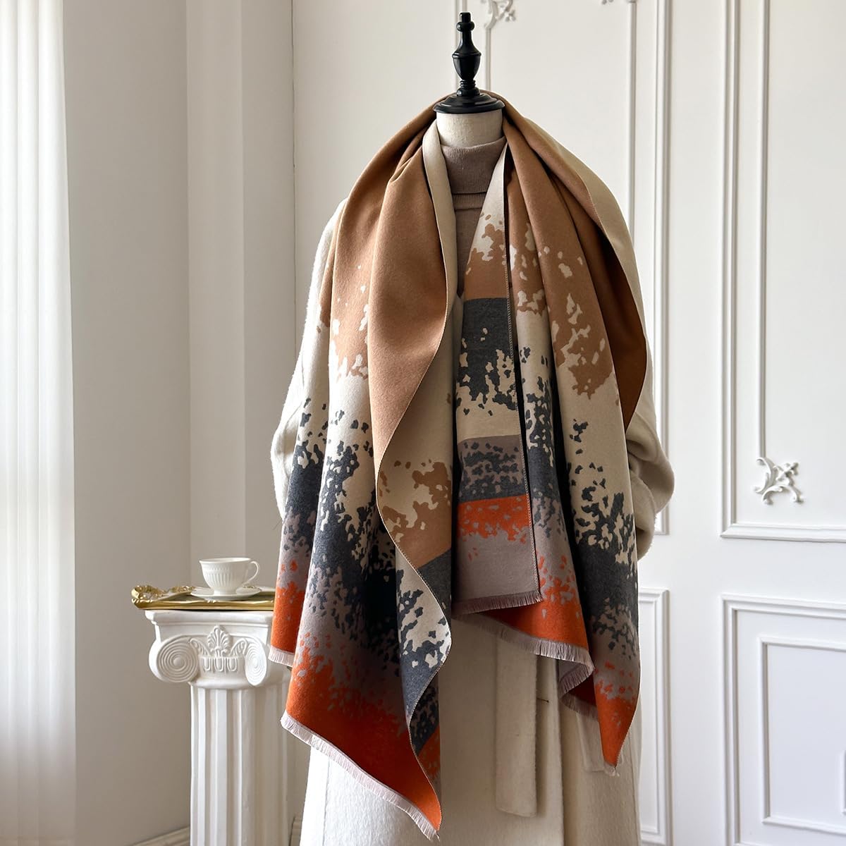 FairyCity Women's Soft pashmina Shawl Oversized Winter Warm blanket Scarf Long Cashmere Shawls Wraps Geometric patterns - Image 3