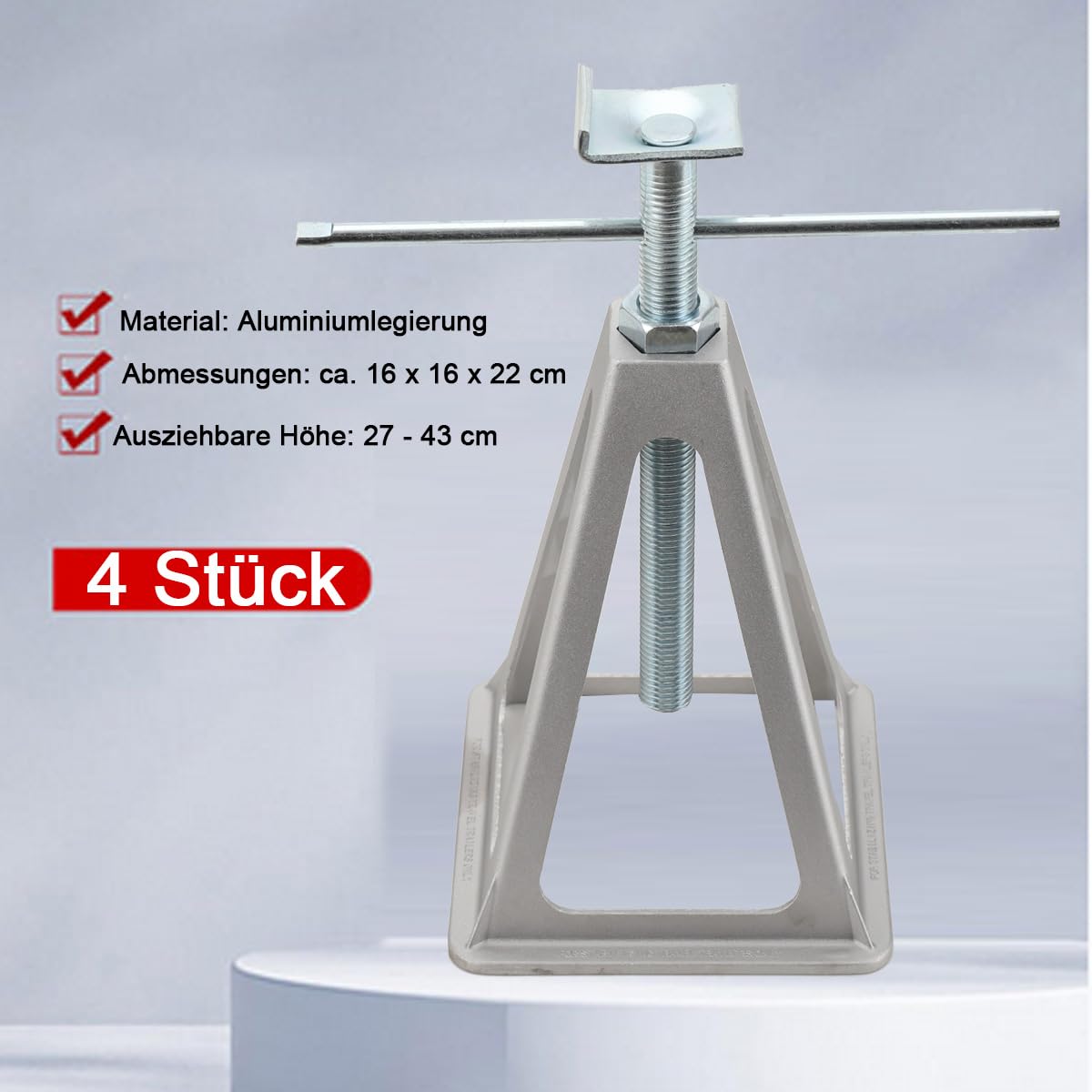 4 Stück Caravan-Unterstellbock, Wohnwagen-Stützbock Alu Stützbock