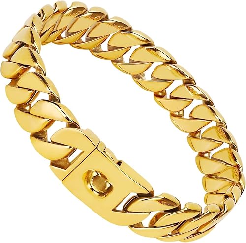 Collar de cadena para perros grandes, collar de eslabones de cadena cubana de 1.260 in con hebilla de seguridad de diseño, collares Martingala de