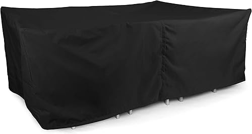 Covermates Juego de funda rectangular para mesa de comedor y silla, de poliéster resistente, resistente a la intemperie, dobladillo con cordón,