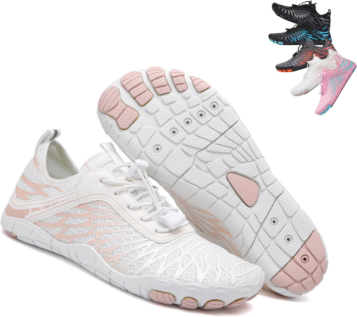 Hike Barefoot Shoes for Women Men Waterproof Trail Running Healthy & Non-Slip Barefoot Shoes -40 White