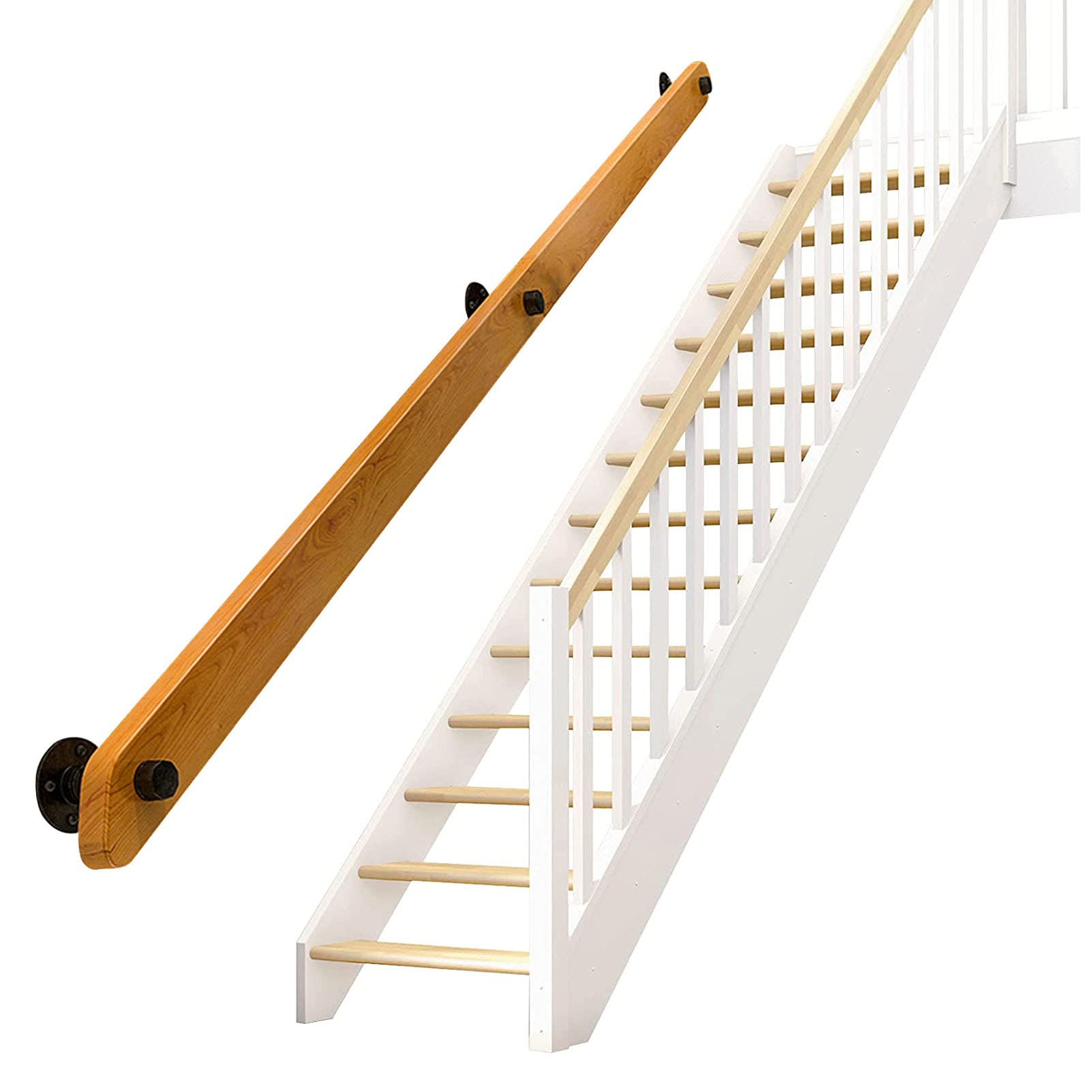 Amazon Co Jp 木製の手すりキット階段の手すり ステンレス鋼のブラケットが付いている2 6ft 3 3ftの階段の手すり年長の子供 ロフト安全木製手すり Diy 工具 ガーデン