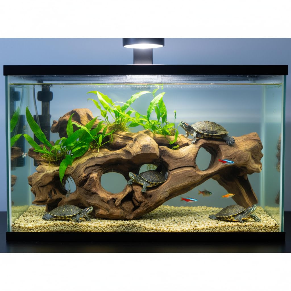 emours Porowate naturalne drewno dryfowe do akwarium, drewno dryfowe do akwarystyki z otworami, ręcznie dobrane tunele i kryjówki, twarde otoczenie do akwarystyki, dekoracja do terrarium dla gadów