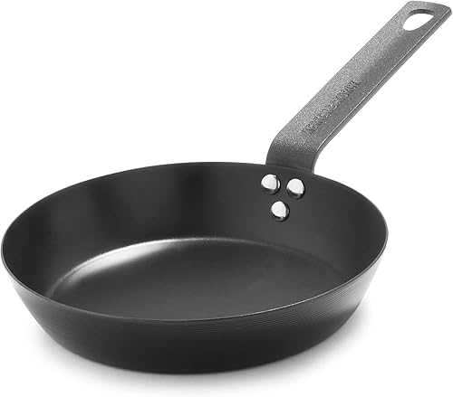Merten & Storck Sartén de acero al carbono Pro Induction de 10 pulgadas, apta para horno, mango de acero inoxidable, negro