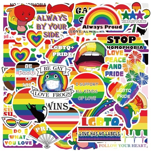 MEPLUM Pride Stickers Bulk 200 PCS Rainbow Sticker Packs for LGBTQ Gay Pride Stuff Accessories Celebration Parades Home Decor Party Supplies Festivals
