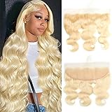 613 Frontal 13x4 HD Lace Closure 100% Russian Blonde Human Hair Ear To Ear Blonde Frontal Free Part Natural Hairline 14 Inch