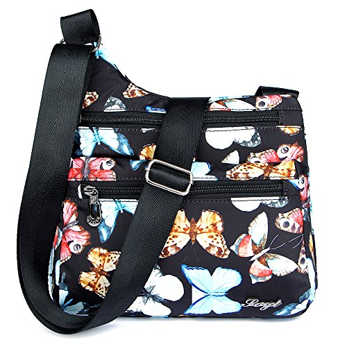 STUOYE Nylon Multi-Pocket Crossbody Purse Bags for Women Travel Shoulder Bag Butterfly