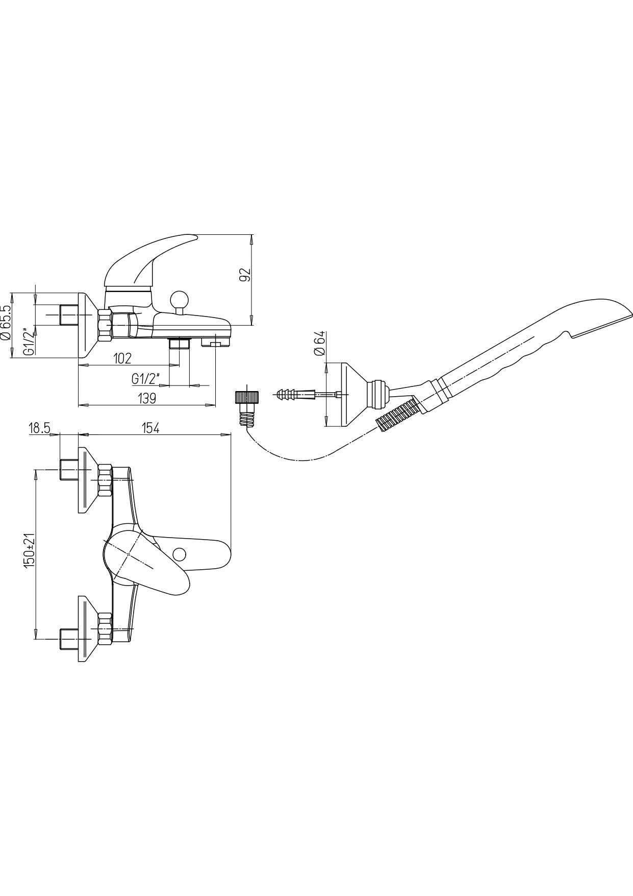 Paini MIA105 Rubinetto Miscelatore Bagno, Vasca, 150 cm