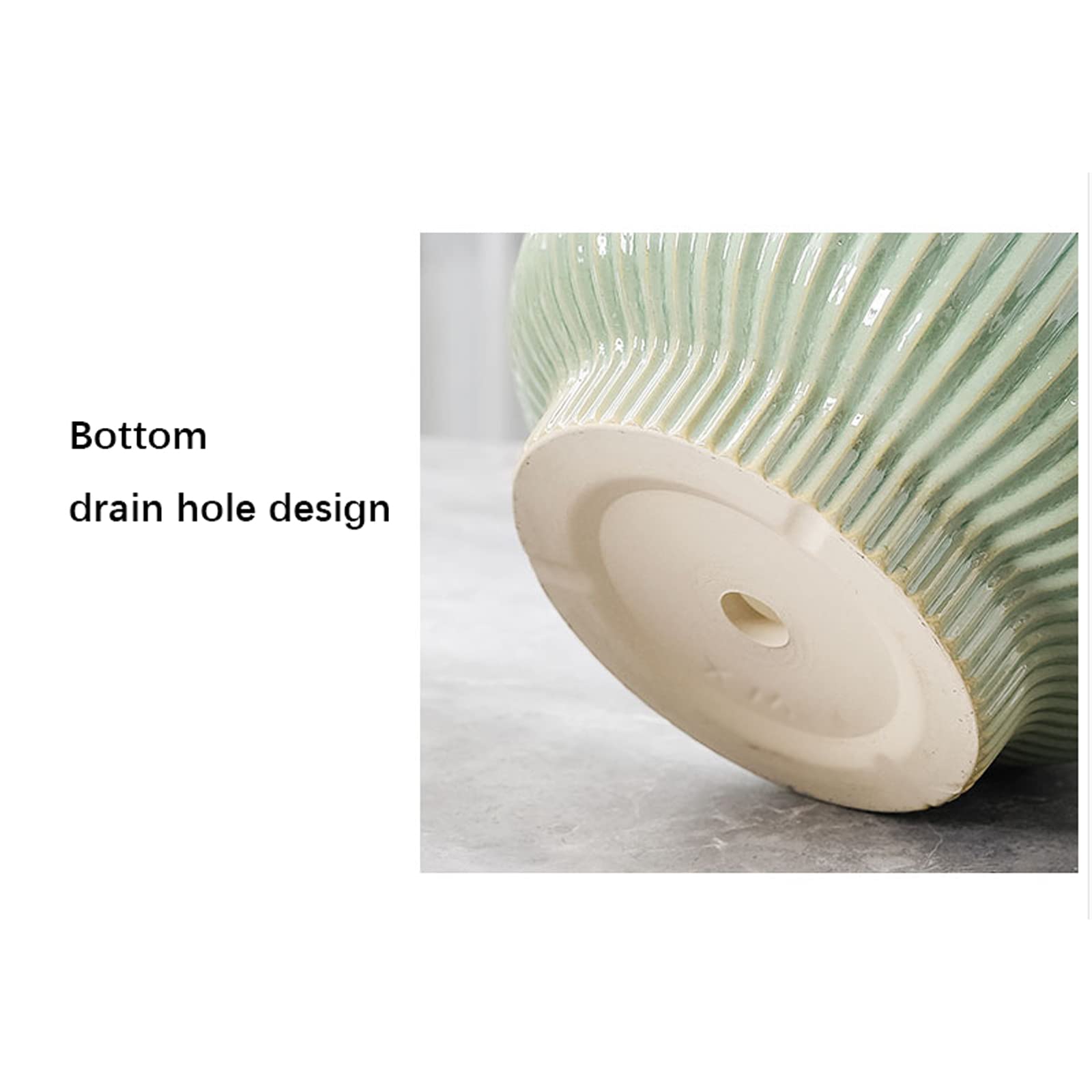 Vasi da Giardino Vasi per fioriere in Ceramica a Strisce per Piante, 9,6" x 9,6" x 6,3" Fioriere succulente con Fori di drenaggio Vaso per Piante da vivaio