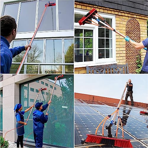Kit de limpieza de ventanas, cabezal de cepillo de 50 cm con mango extensible, sistema de limpieza de agua para paneles solares e invernaderos, eficiente y fácil de usar.