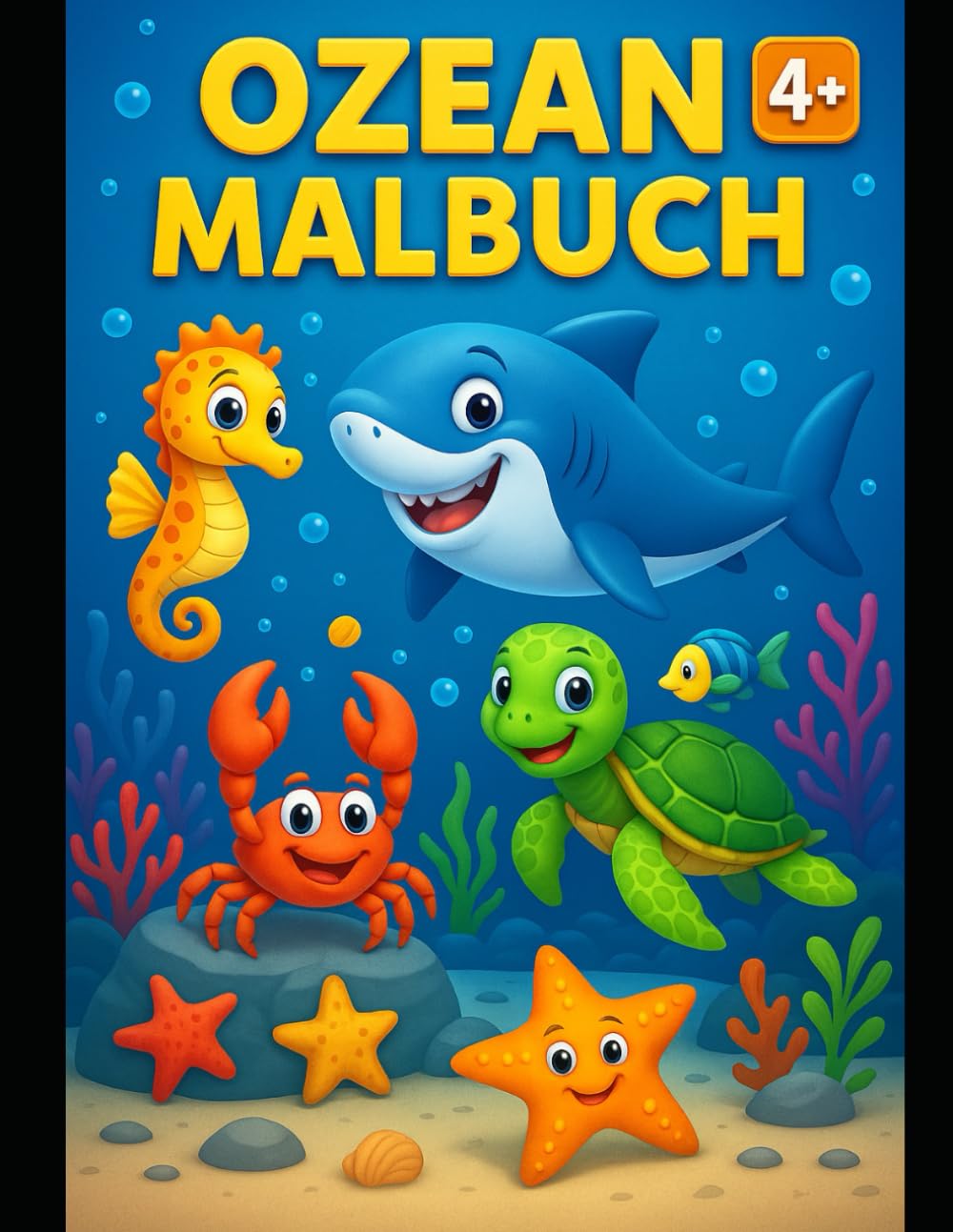 OZEAN MALBUCH – Mein Ausmalbuch mit Meerestieren: 50 süße Meerestiere zum Ausmalen – Delfine, Haie, Schildkröte & mehr | Kreatives Malbuch ab 4 Jahren für Jungen und Mädchen