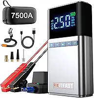 7500A Jump Starter Portátil para Carro com Compressor de Ar de 150 PSI, Lanterna LED e Carregamento Rápido USB,Para Motocicletas, SUVs, e outros, Bateria externa e emergências