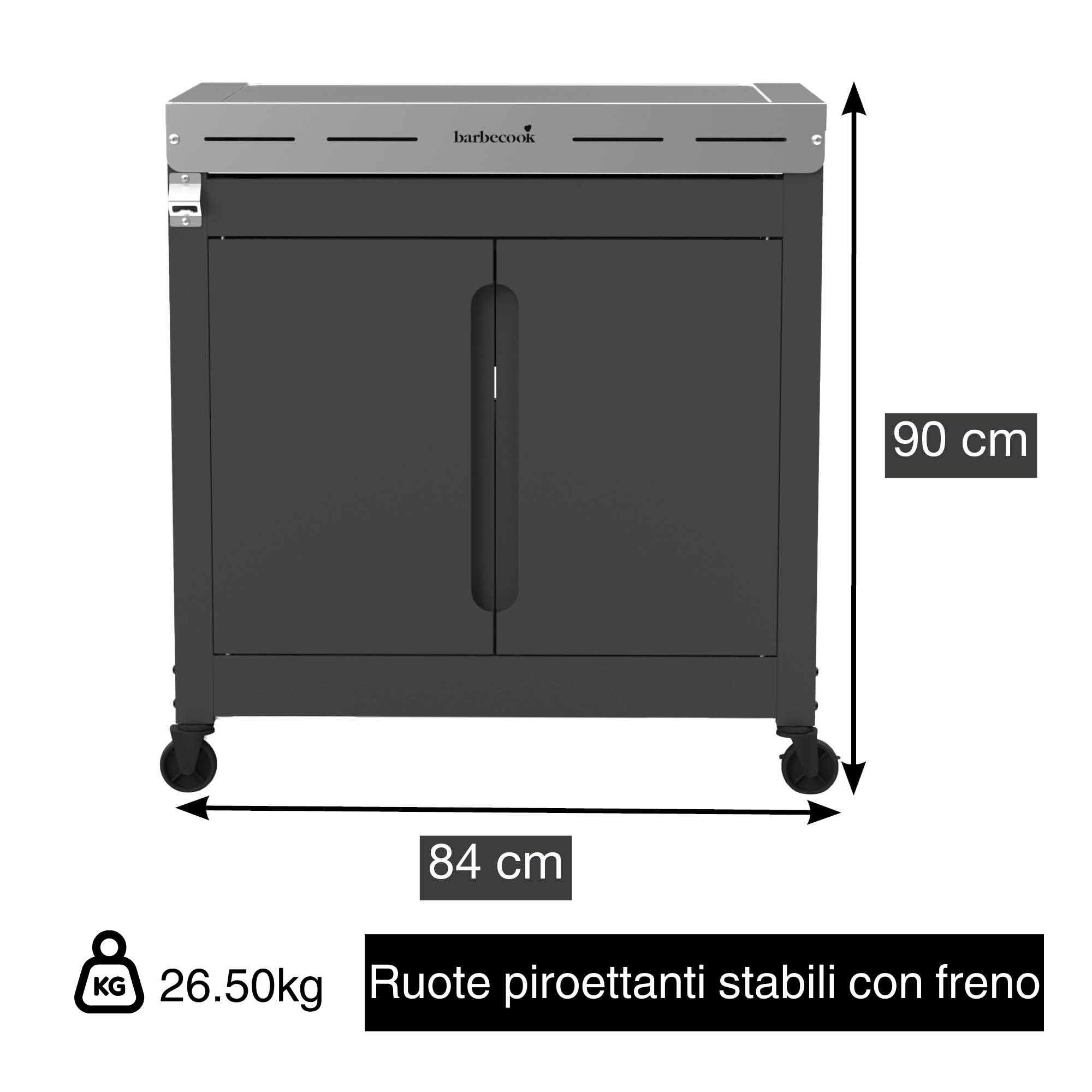 Barbecook Premium Buddy cucina esterna da giardino con vano portaoggetti e apribottiglie integrato per barbecue, 84x46x90cm