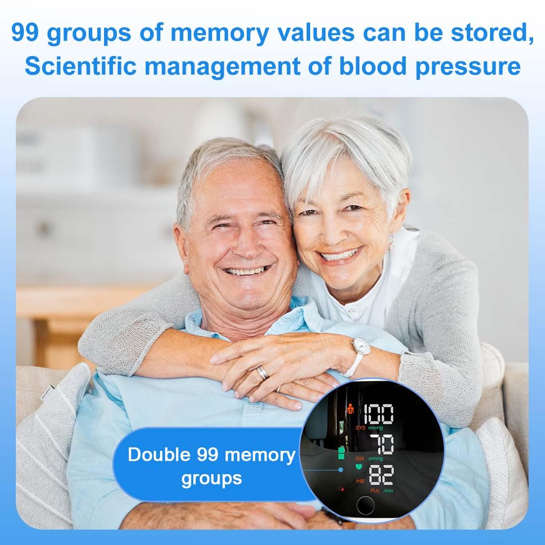 Esfingomanómetro digital portátil, esfigmomanómetro de muñeca con pantalla LCD, esfigmomanómetro automático de muñeca con memoria de lectura de 99x2, con salida de voz automática en inglés.