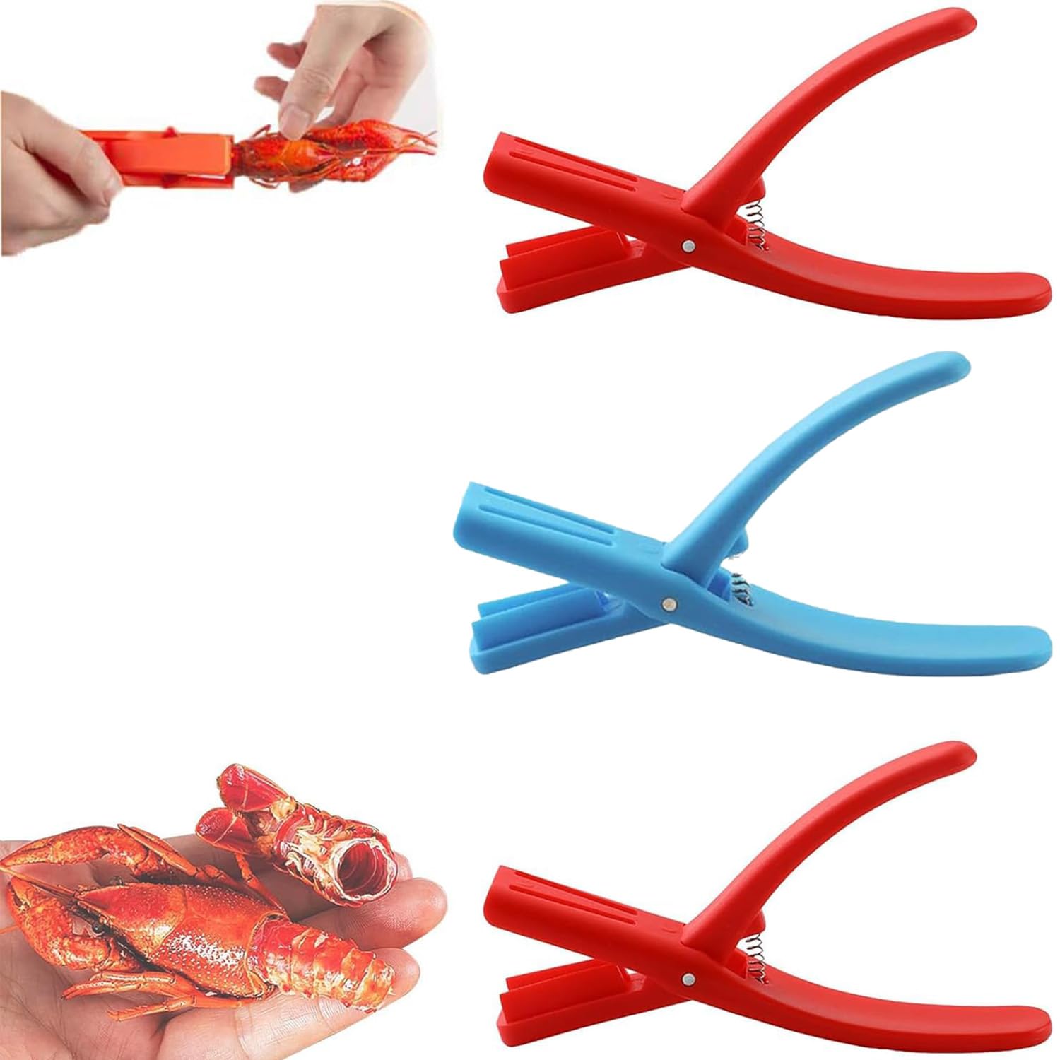 affeecoCrawfish Sheller Tool, Crawfish Peeler, Crawfish Shucker, Crayfish Shelling Tool, Crawfish Sheller Manual Tool for Household(3PCS), middle, red,blue
