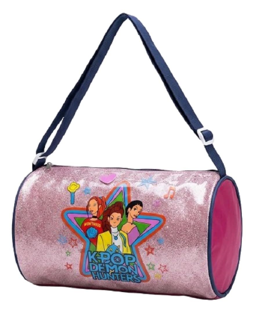 kiddospedia K Pop Demon Huntrex Duffle Bag for Kids, Glitter Duffel, Travel & Outing Picnic Bag, Adjusted Shoulder Strap, Single Compartment with Side Pocket, Pink Color, Polyester, Pack of 1-picture-22