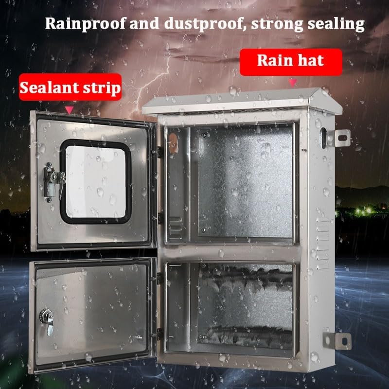 304 Stainless Steel Waterproof Electrical Enclosure Box, Outdoor Junction Box for Automated Systems, Metal Project Box with Lock & Mount,