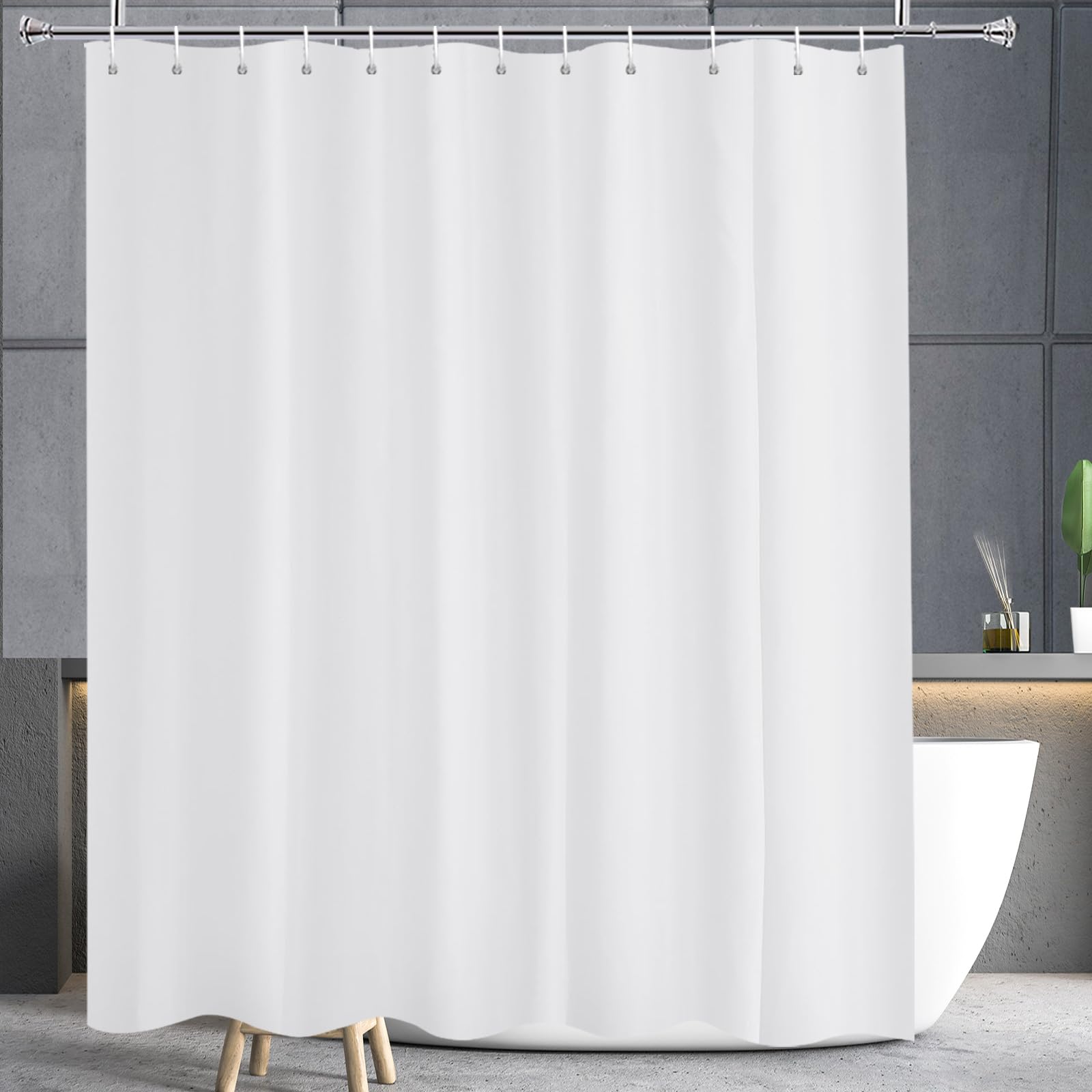 YISURE Cortina de Ducha 180x240 Blanca Anti Moho para Baño, Cortina de Baño Extra Grande de Poliéster para el Hogar, Cortinas de Ducha Impermeables con Imán, Ancho 180 x Alto 240cm