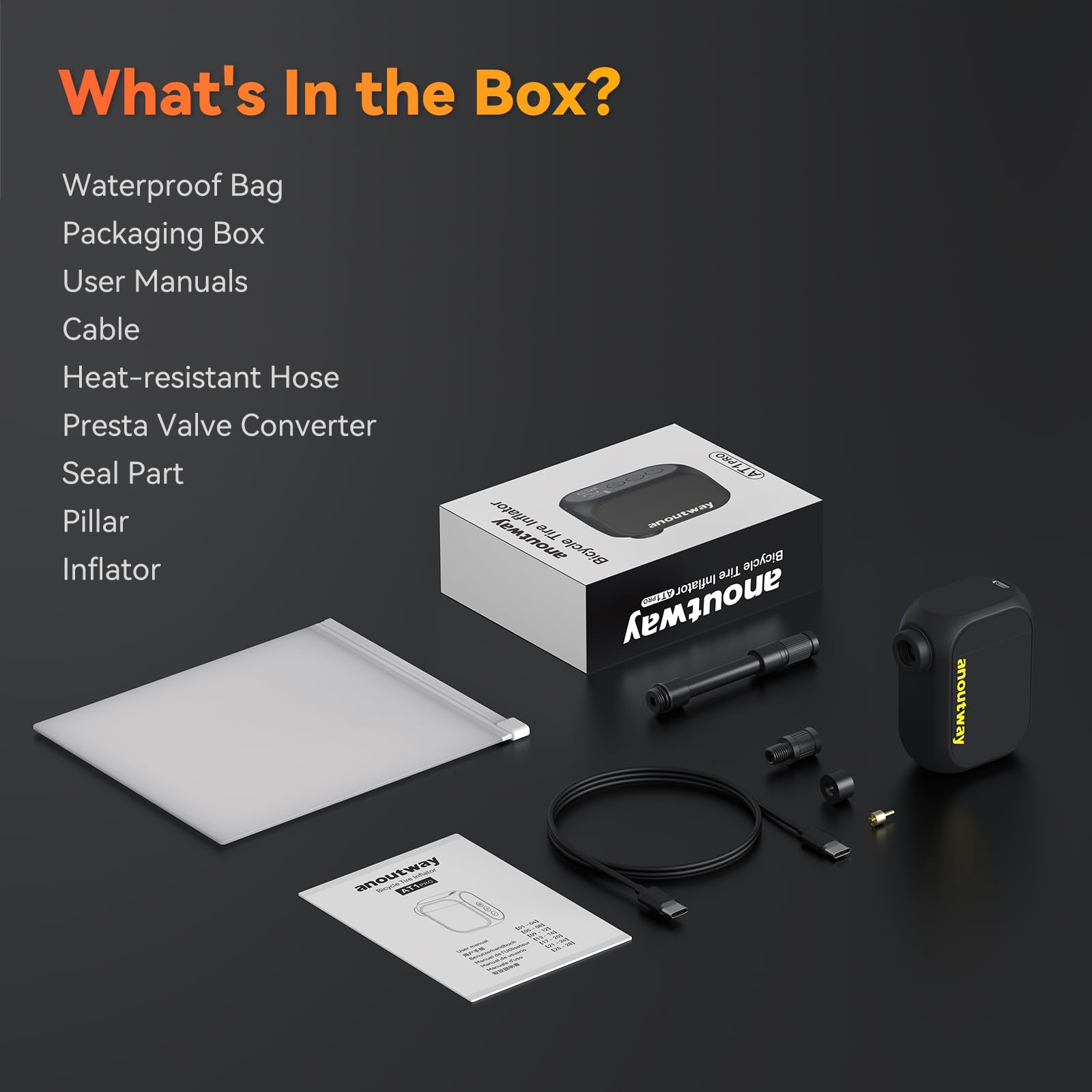 Tiny Pump Rechargeable Electric Bicycle Air Pump, Max 120 PSI, Mini Bike Tire Pump Auto Stop, with Presta and Schrader Valve