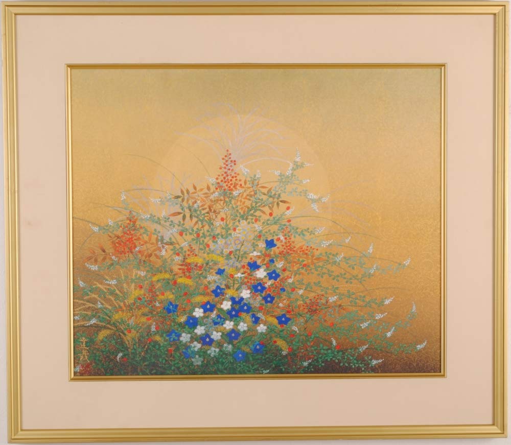 Amazon | 石踊達哉 「秋草」 日本画 絵画 和風 花 絵 ジークレー 版画 