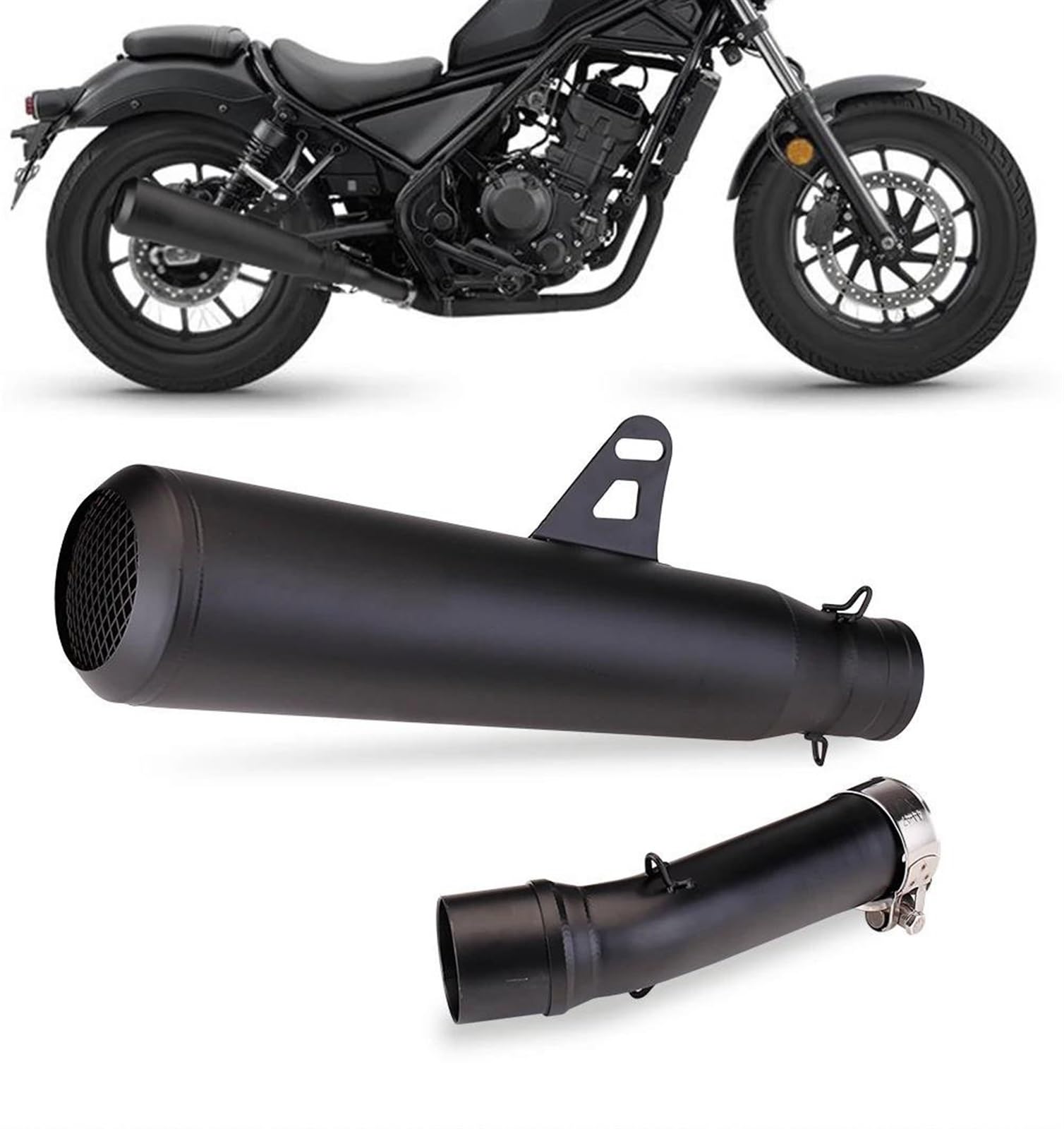 Fácil Instalar y reemplazar Accesorios Decorativos Duraderos para Motocicletas Tubo De Escape Intermedio Silenciador De Motocicleta Pitbike Slip-on para Rebel 500