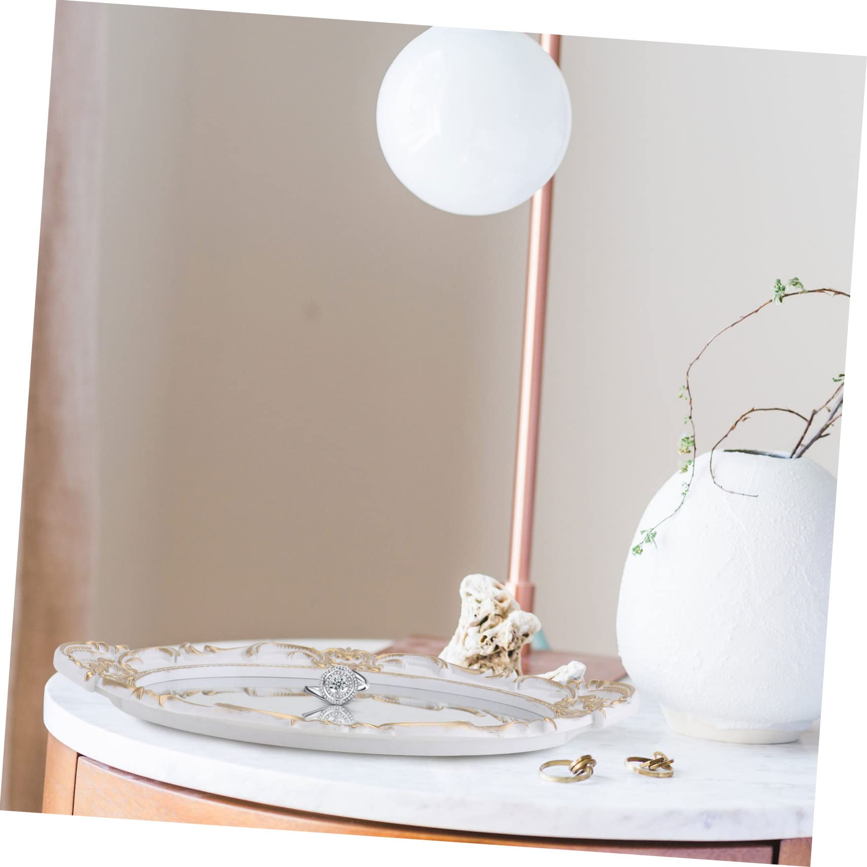 Alipis Vassoio Con Specchio Cosmetico Retrò Contenitore Decorativo Accessorio Fotografico Elegante Per Gli Amici