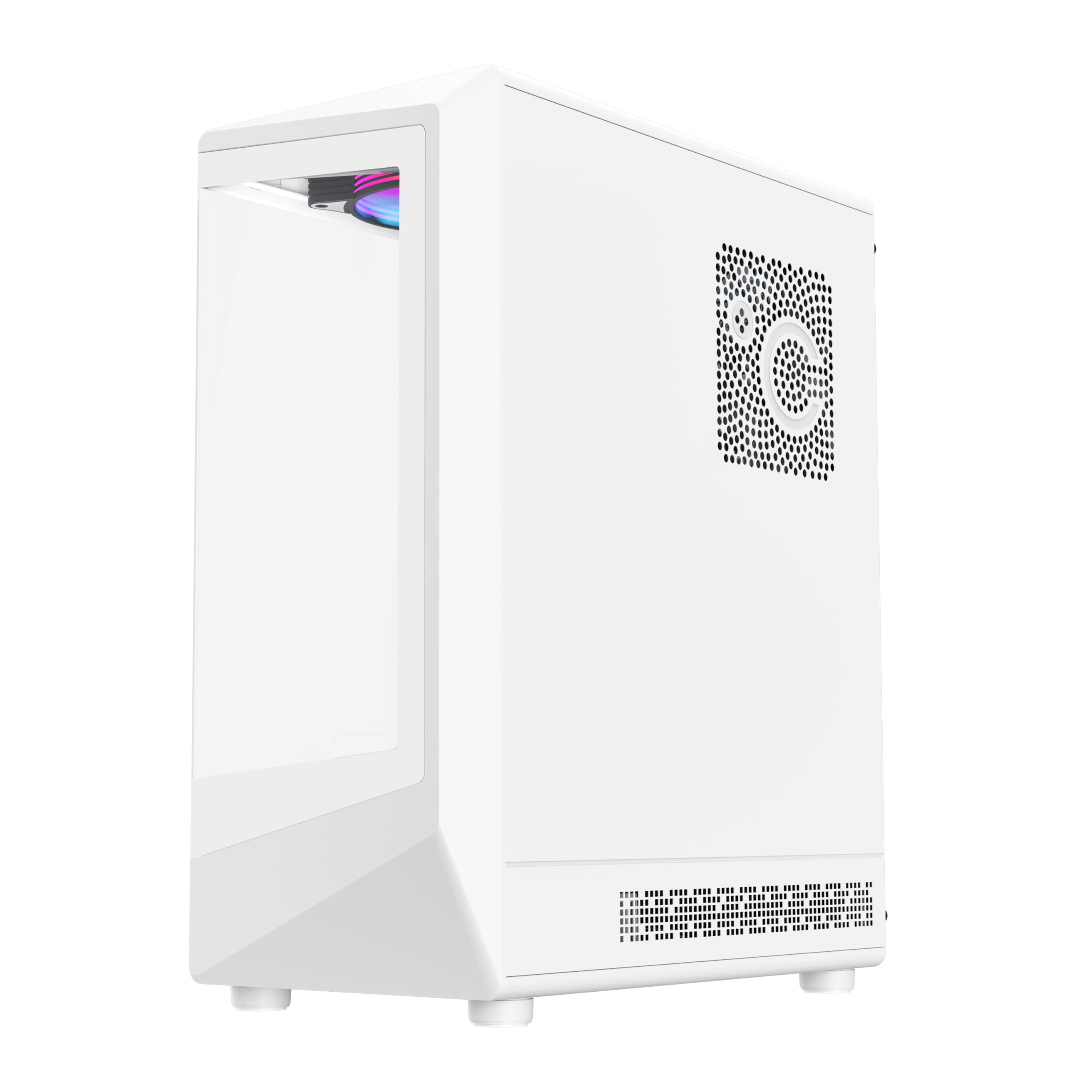 TEROS 13122G Caja PC Gaming ATX Caja Blanca Torre de hasta 5 Ventiladores Frontal ARGB, compacta