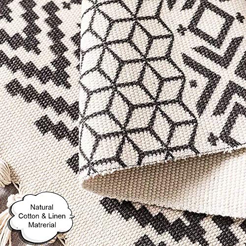 Macrame Woven Wall Tapestry Hanging Art, 20x34 Large Boho Chic Bohemian Morocco Black White Diamond Rhombus Geometric Tapestries Decor for Apartment Dorm Kids Living Room Bedroom Door Entrance - Image 5