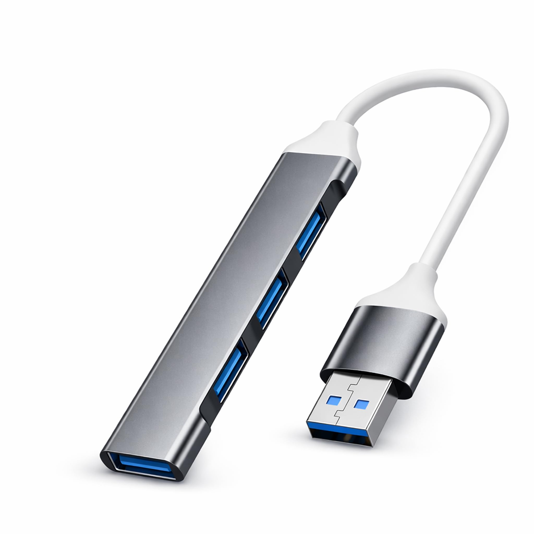 BOULTON USB Hub 3.0 | 4-Port USB Ultra Slim Data Hub USB-A Splitter Extension Hub | USB-A Dock Adapter for Keyboard Mouse Flash Drive Printer | Multi USBA Cable Lead USBA Switch (USB Hub - 4-Port)