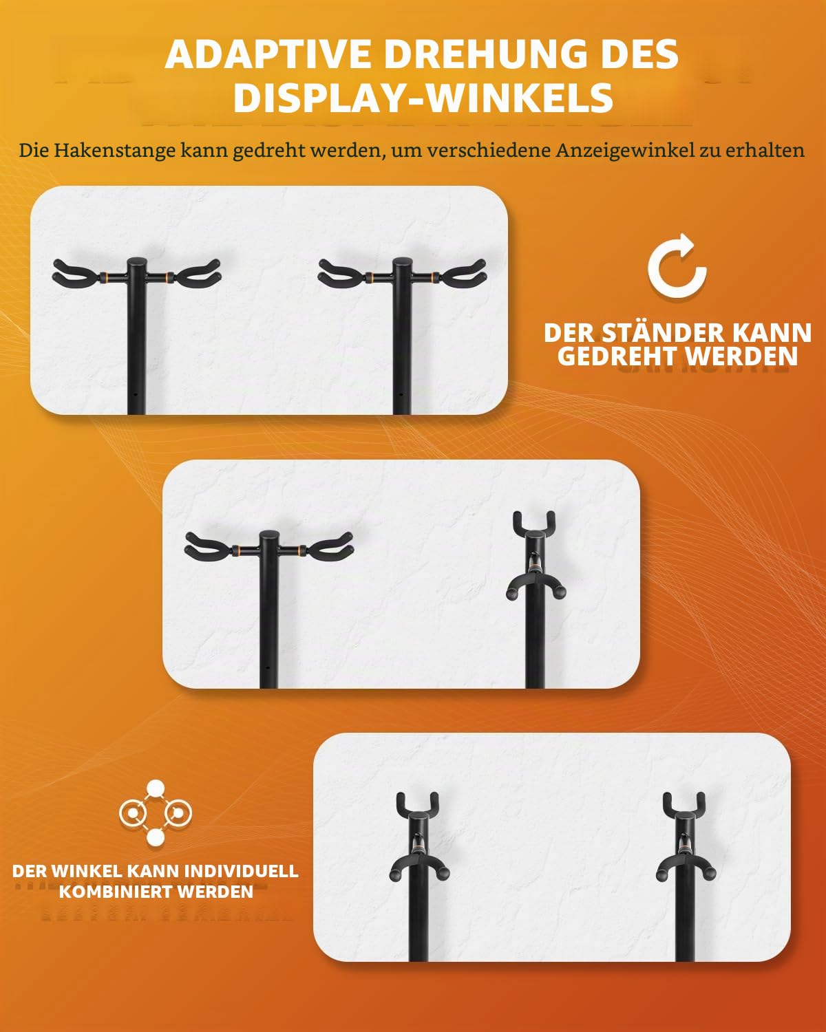 STRICH Gitarrenständer, 4 verstellbare Gitarrenständerhalter, robuster 4 Gitarrenständer für akustische E-Gitarren, Bass, Banjos, zusammenklappbar, Multi-Gitarrenständer, 4 Halter, FH-S4U
