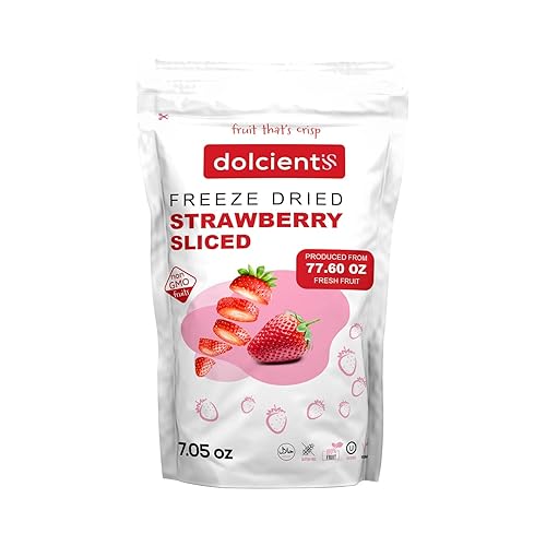 Dolcientis Fresas liofilizadas en rodajas Aperitivos de frutas 100% naturales Suministro de alimentos de emergencia 25 años de vida útil Sin OMG,