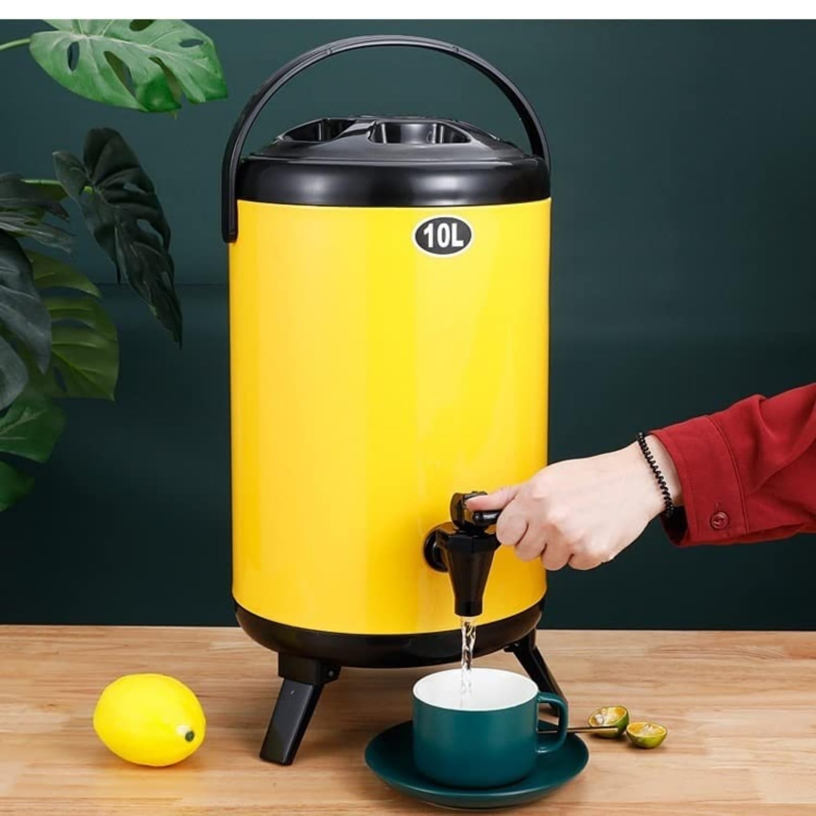 Distributeur d'eau chaude et froide en acier inoxydable avec robinet, poignée portable, grande capacité d'étanchéité, idéal pour le bureau, les hôtels, les fêtes