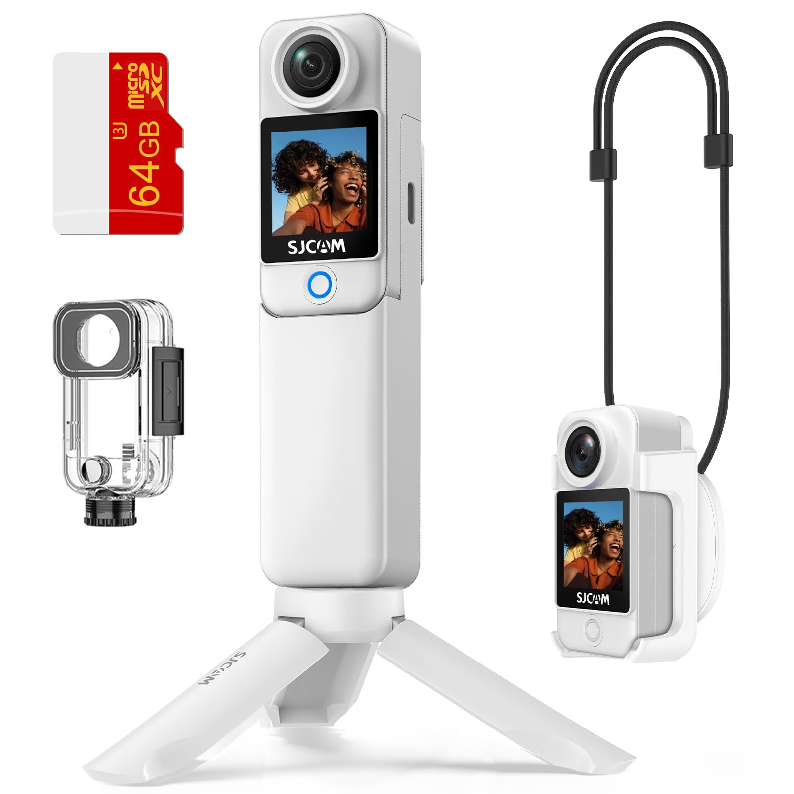 SJCAM C300 4K Action Camera with 6-Axis Stabilization, 30M Waterproof, Dual Touch Screen, Helmet Mount Kit - Portable Body Camera for Vlogging, Live Streaming(White)-image-15