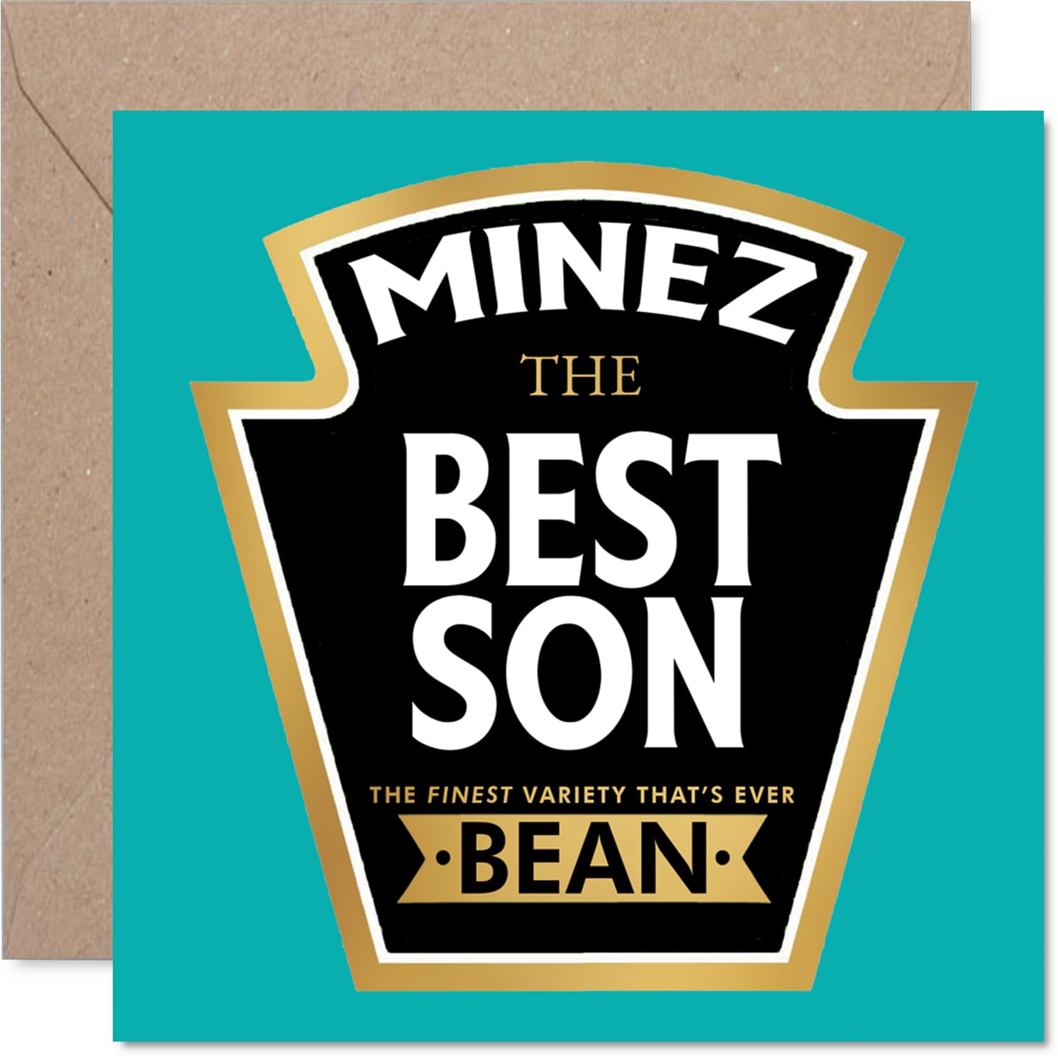 Son Birthday Card - Ever Bean - Happy Birthday Card for Son from Dad Mum, 145mm Product Label Style Bday Greeting Cards